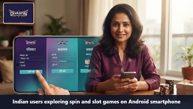 Indian users exploring spin and slot games on Android smartphone