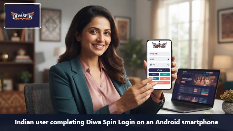 Indian user completing Diwa Spin Login on an Android smartphone